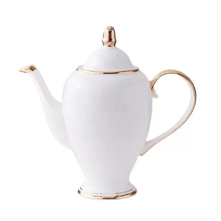 Théière-en-fonte Services À Thé En Fonte | Services À Thé En Porcelaine>Service a thé en porcelaine blanche et dorée