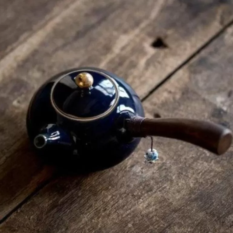 Théière-en-fonte Théières Japonaises>Théière Kyusu artisanale en céramique