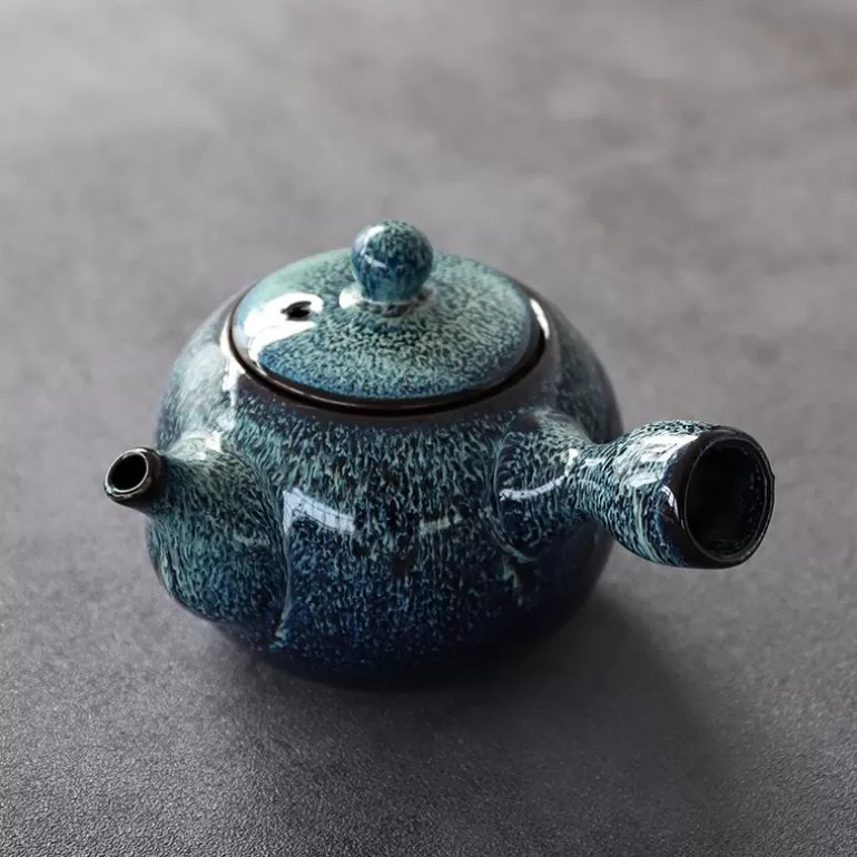 Théière-en-fonte Théières Japonaises>Théière Kyusu bleu